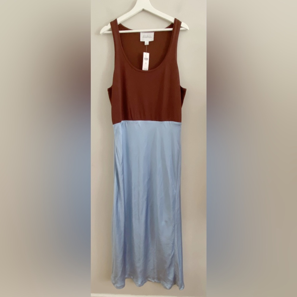 Mare Mare x Anthropologie Knit Slip Twofer Tank Dress SIZE XL NEW blue brown nwt - Picture 5 of 6